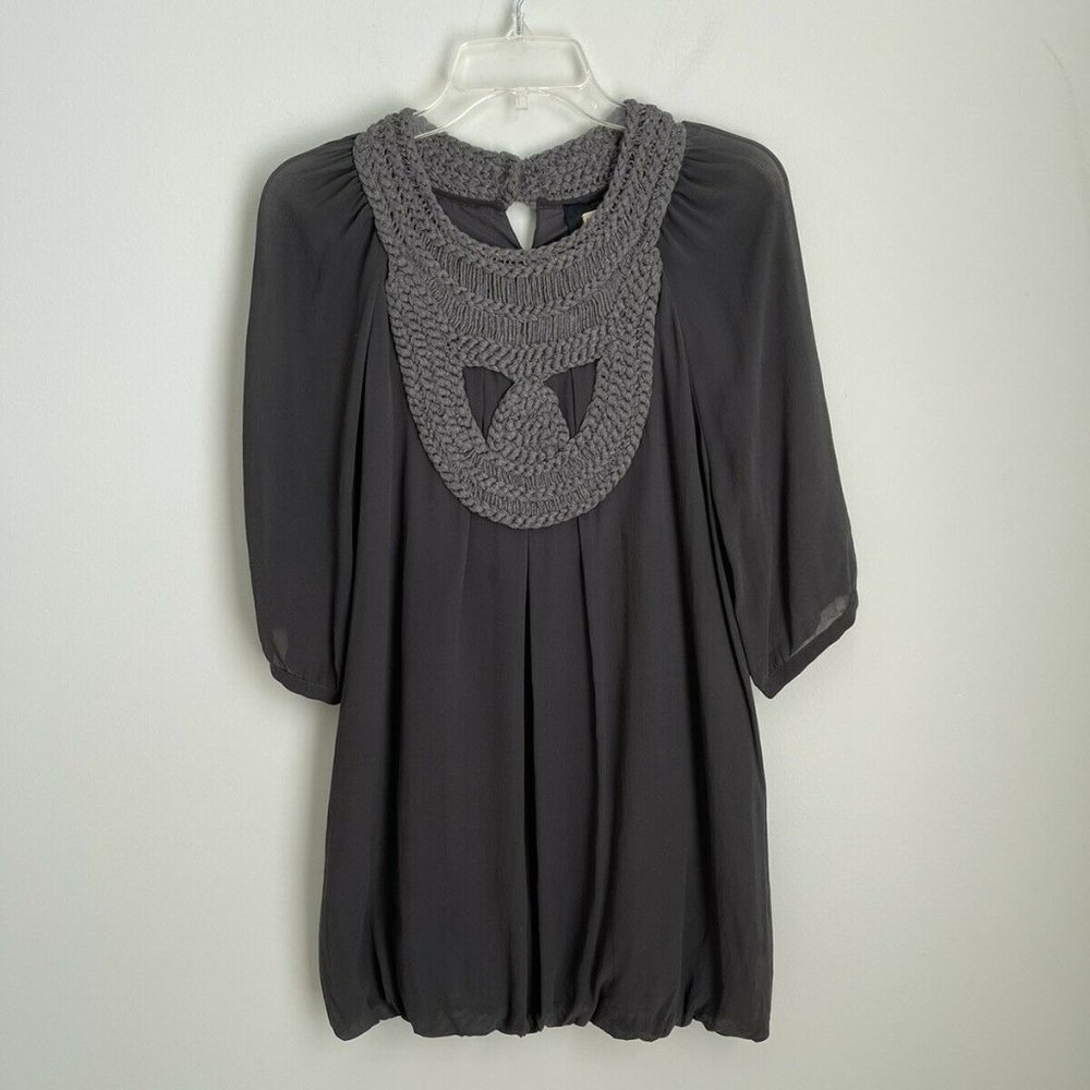 Boss Orange Hugo Boss Womens Gray Silk 3/4 Sleeve Blouse